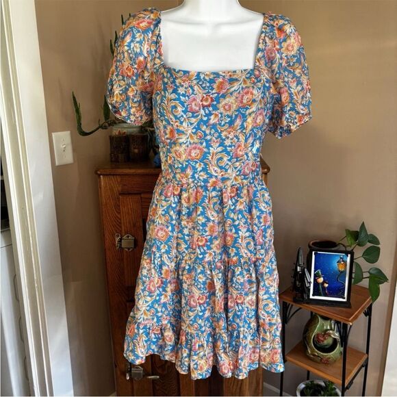 NWOT 1. STATE Anthropologie Women's Fairycore Milkmaid Short Sleeve Dress Sz M - Picture 1 of 7